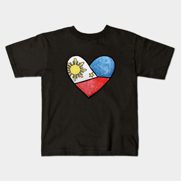 Philippines Flag Heart Kids T-Shirt by bubbsnugg